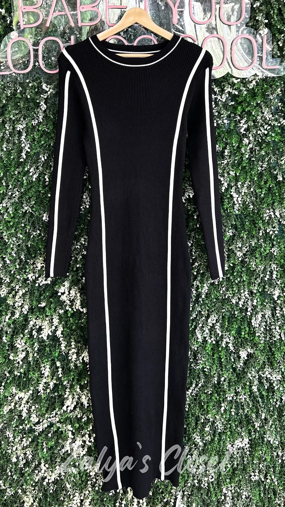 Thumbnail: Imported Long Bodycon Dress With Lines 