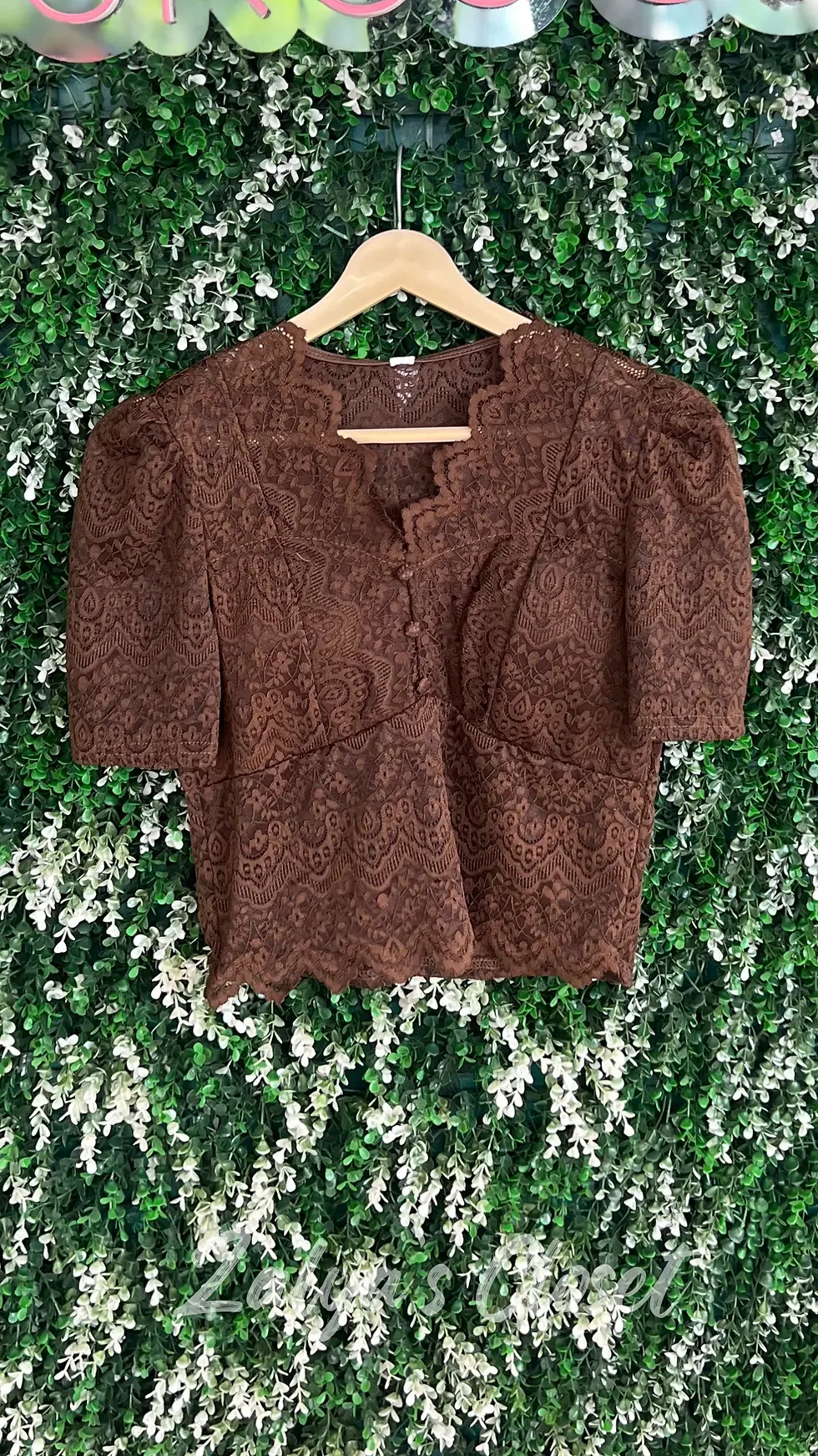 Thumbnail: Imported Lace Short Sleeves Tops