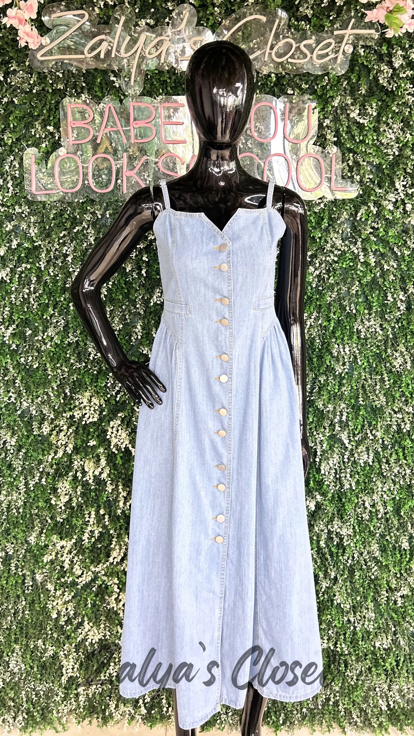 Denim Dress With Button Detailing