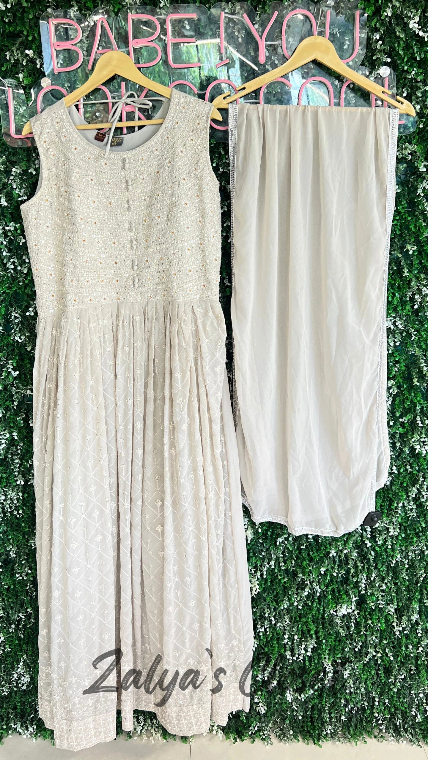 Cream Colour Gown With Dupatta