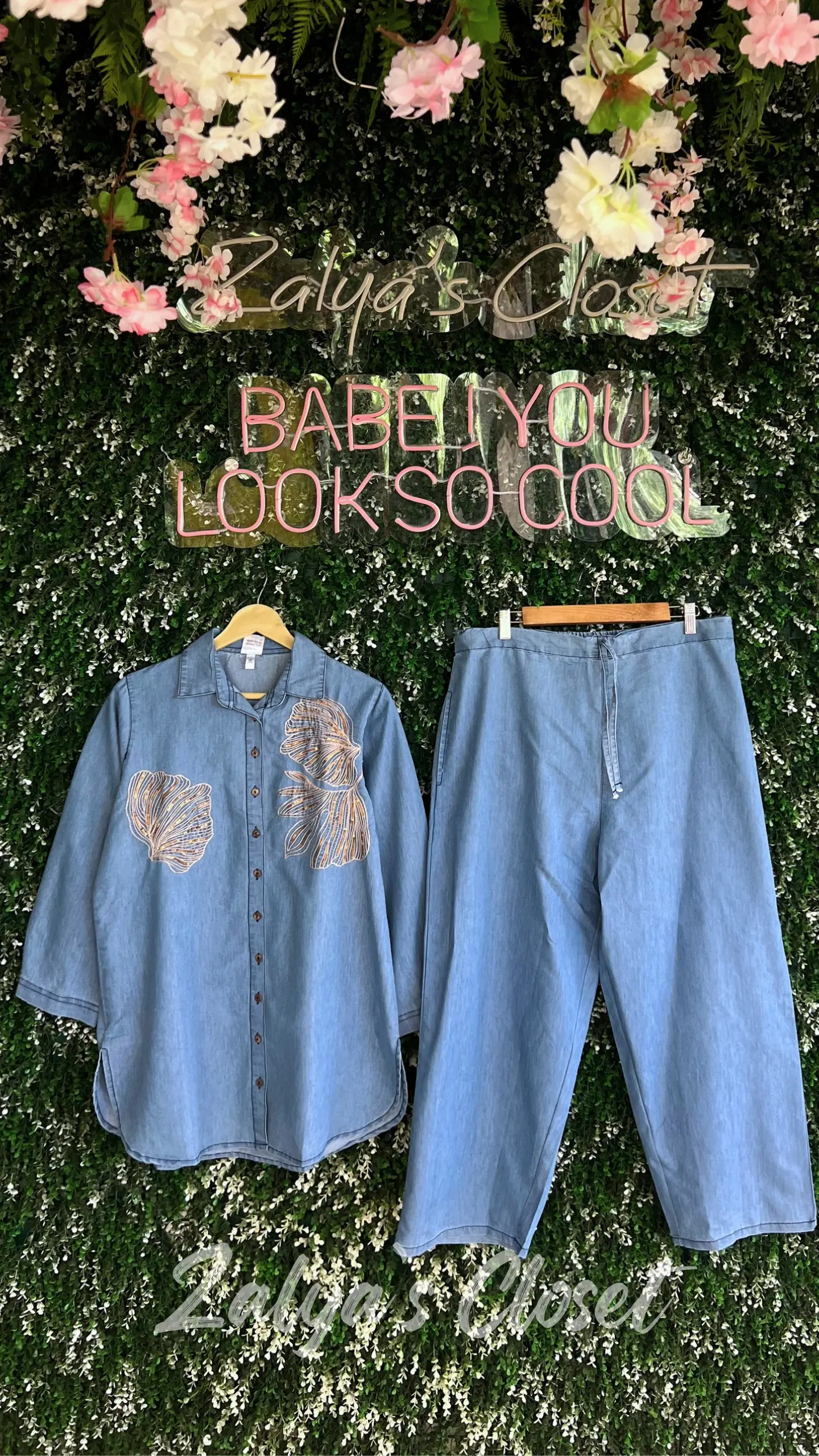 Denim Designer Plus Size Co Ord Set