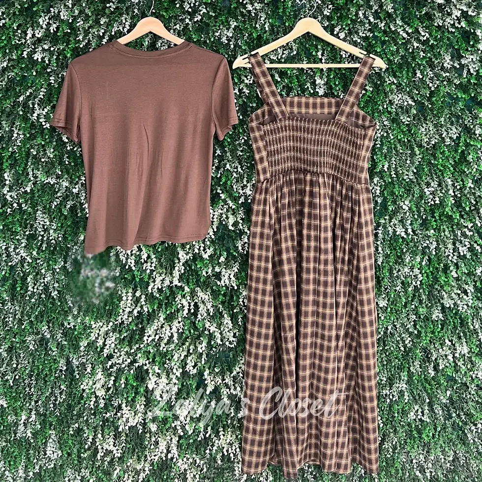 Thumbnail: Imported Checked Dress And T-shirt 2 pcs set