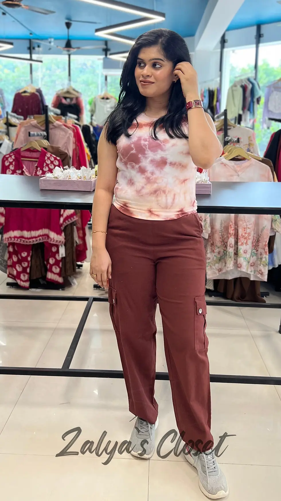 Thumbnail: Tie And Dye Tank Top And Cargo Pant Co-ord Set 