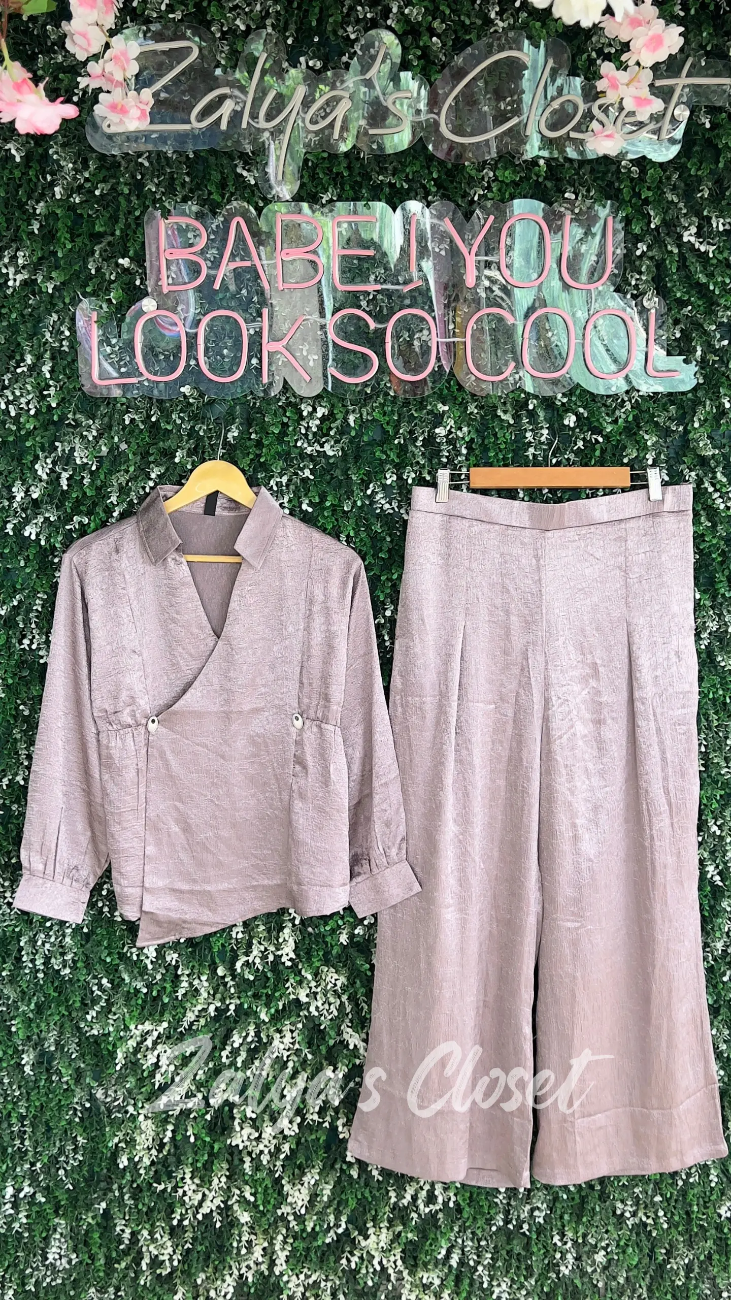 Satin Peplum style & Pant Set 