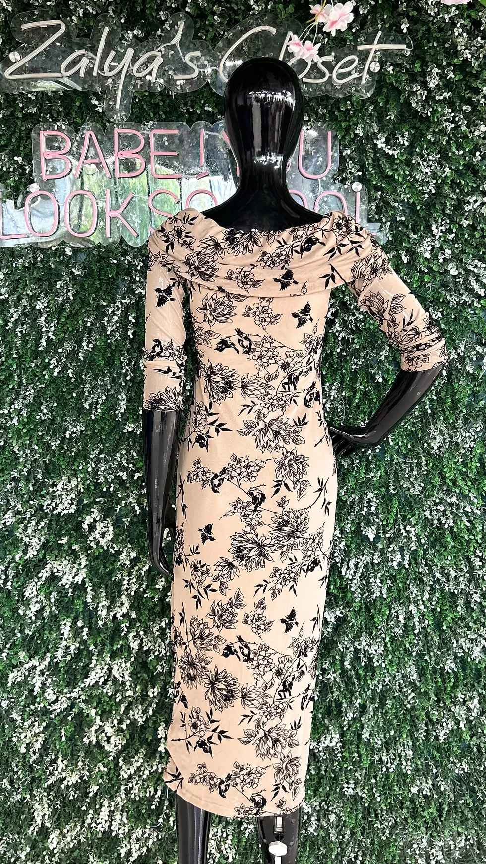 Thumbnail: Imported Embroidered Fishcut  Bodycon Dress
