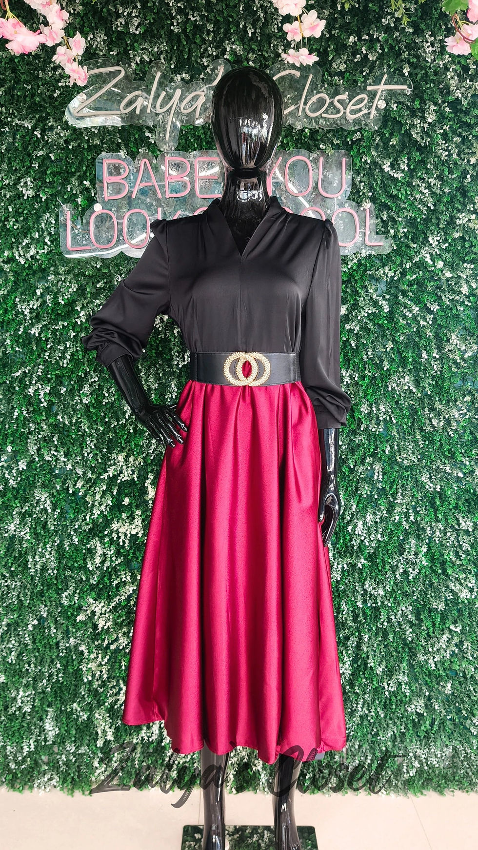 Thumbnail: Imported Double Shade Dress with Belt
