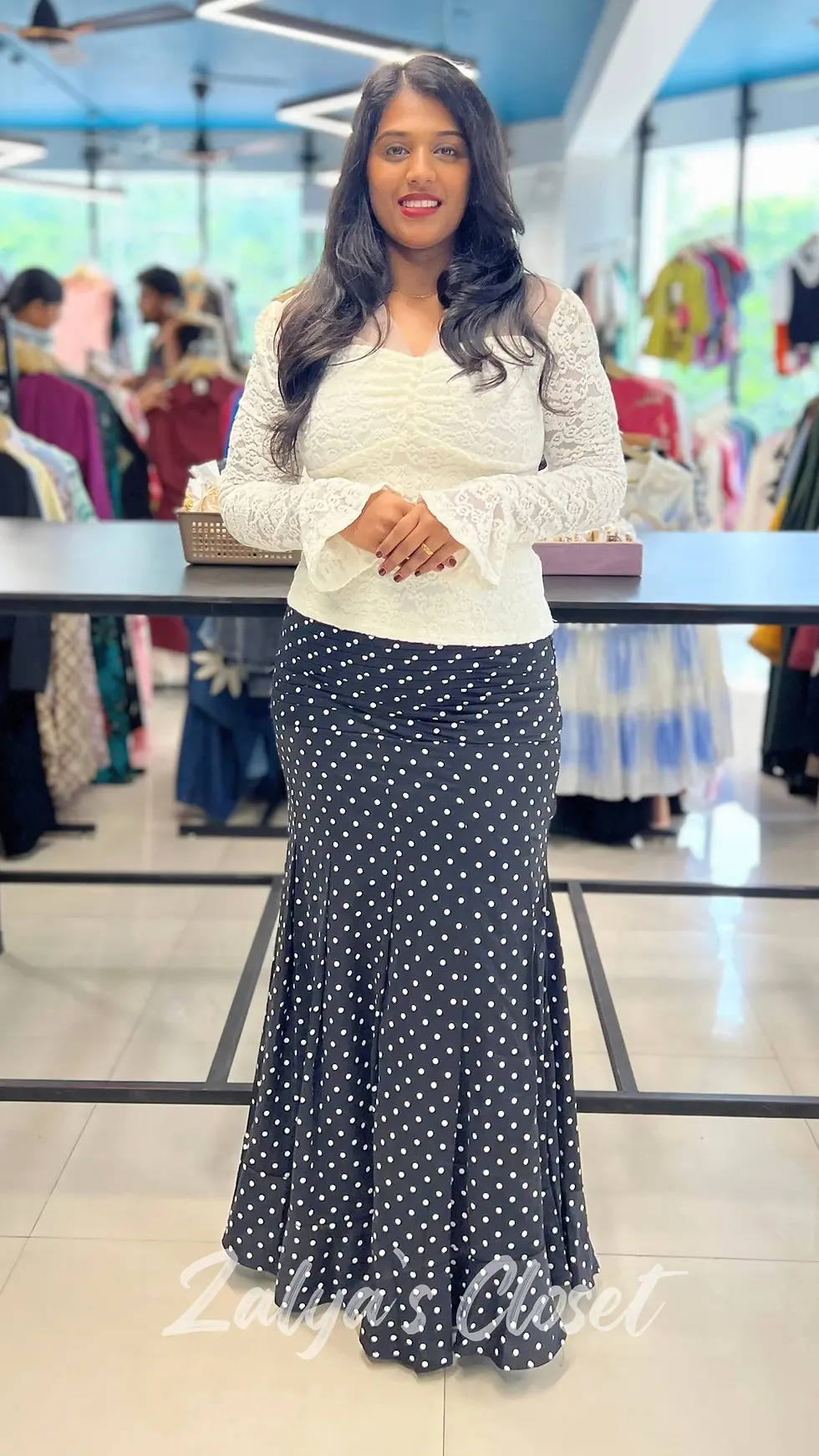 Thumbnail: Imported Lace Tops with Net on the Neck 