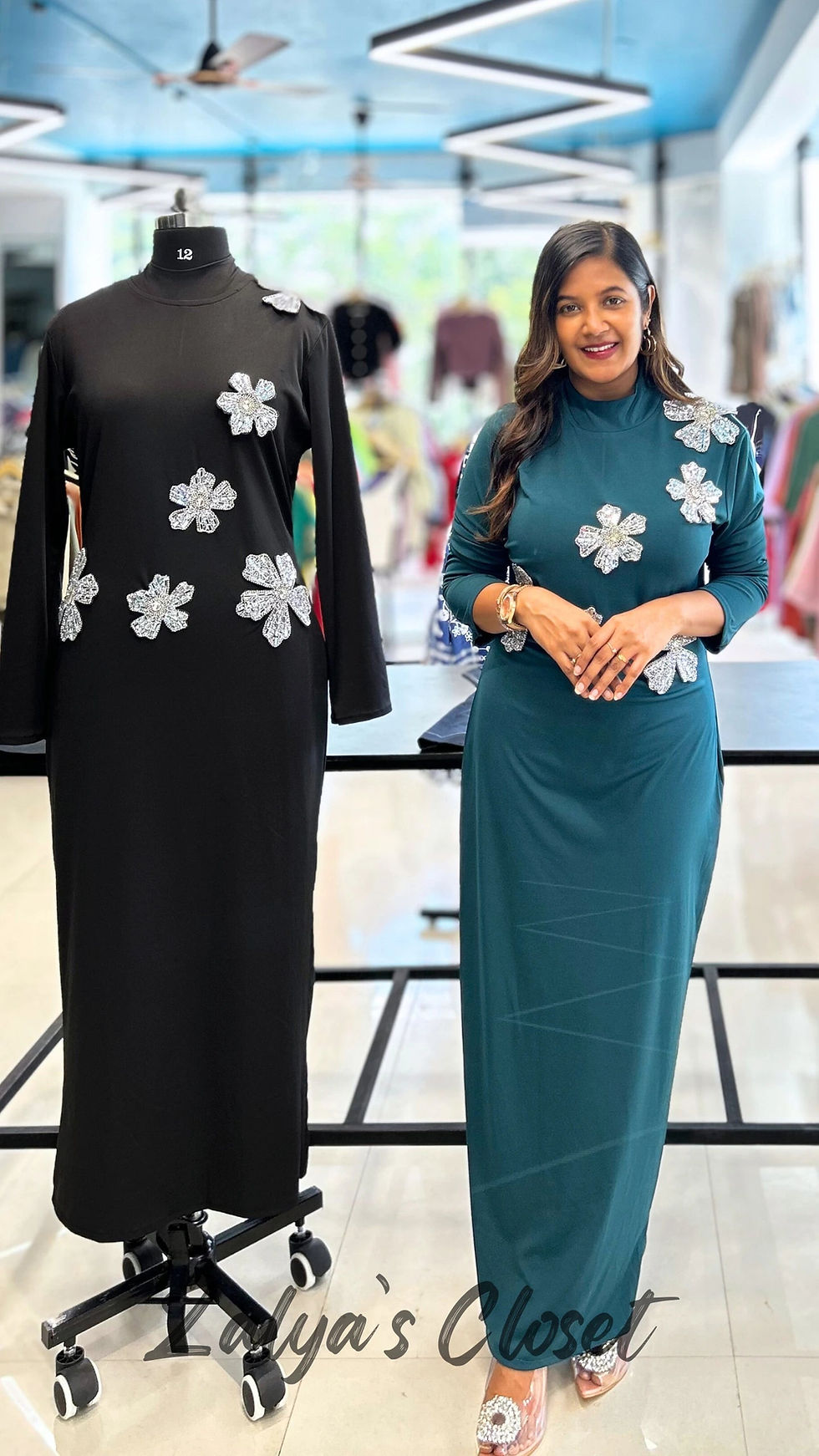 Thumbnail: Flower Stone Work Full Length Party wear