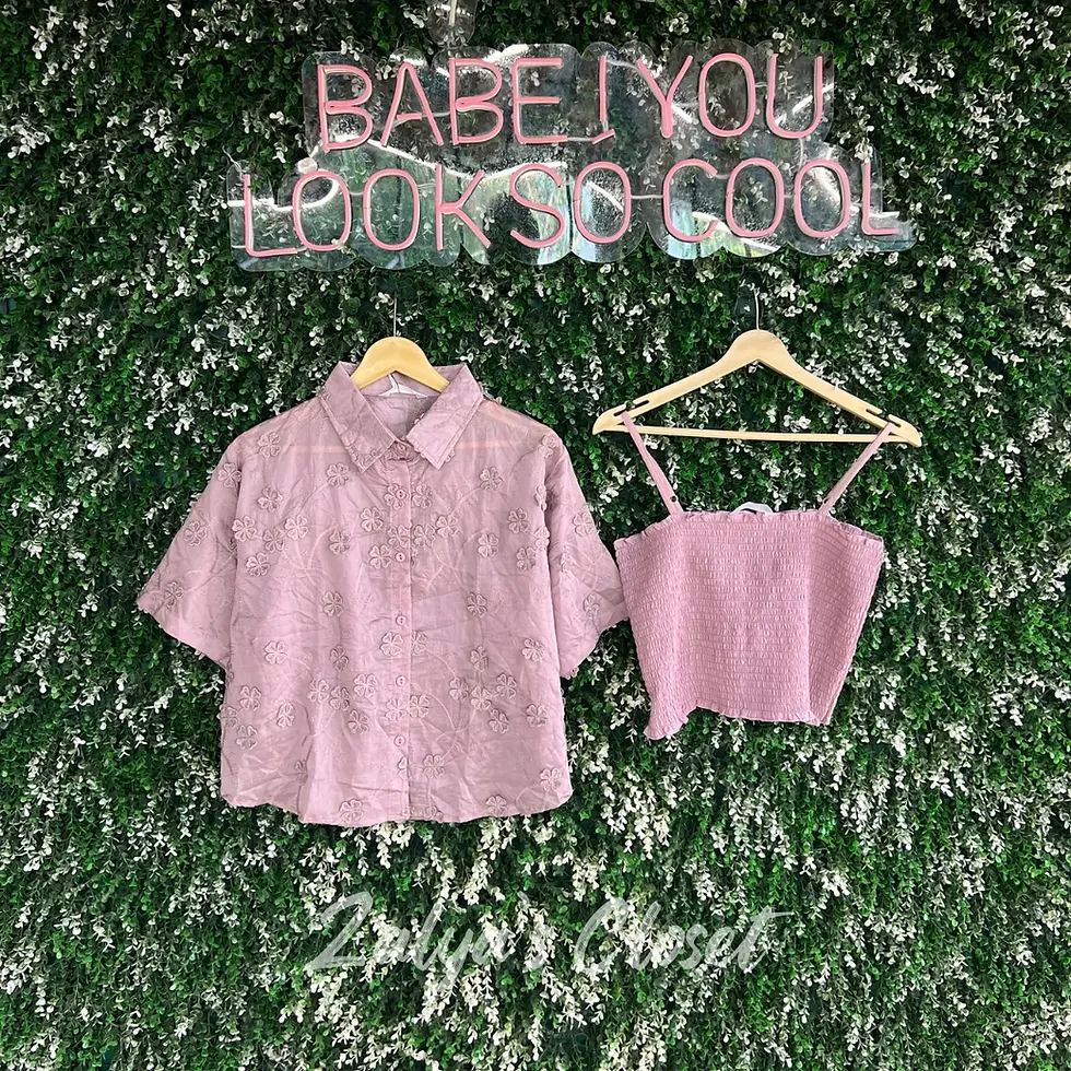 Thumbnail: 2pcs Self Design Crop Top With Inner 