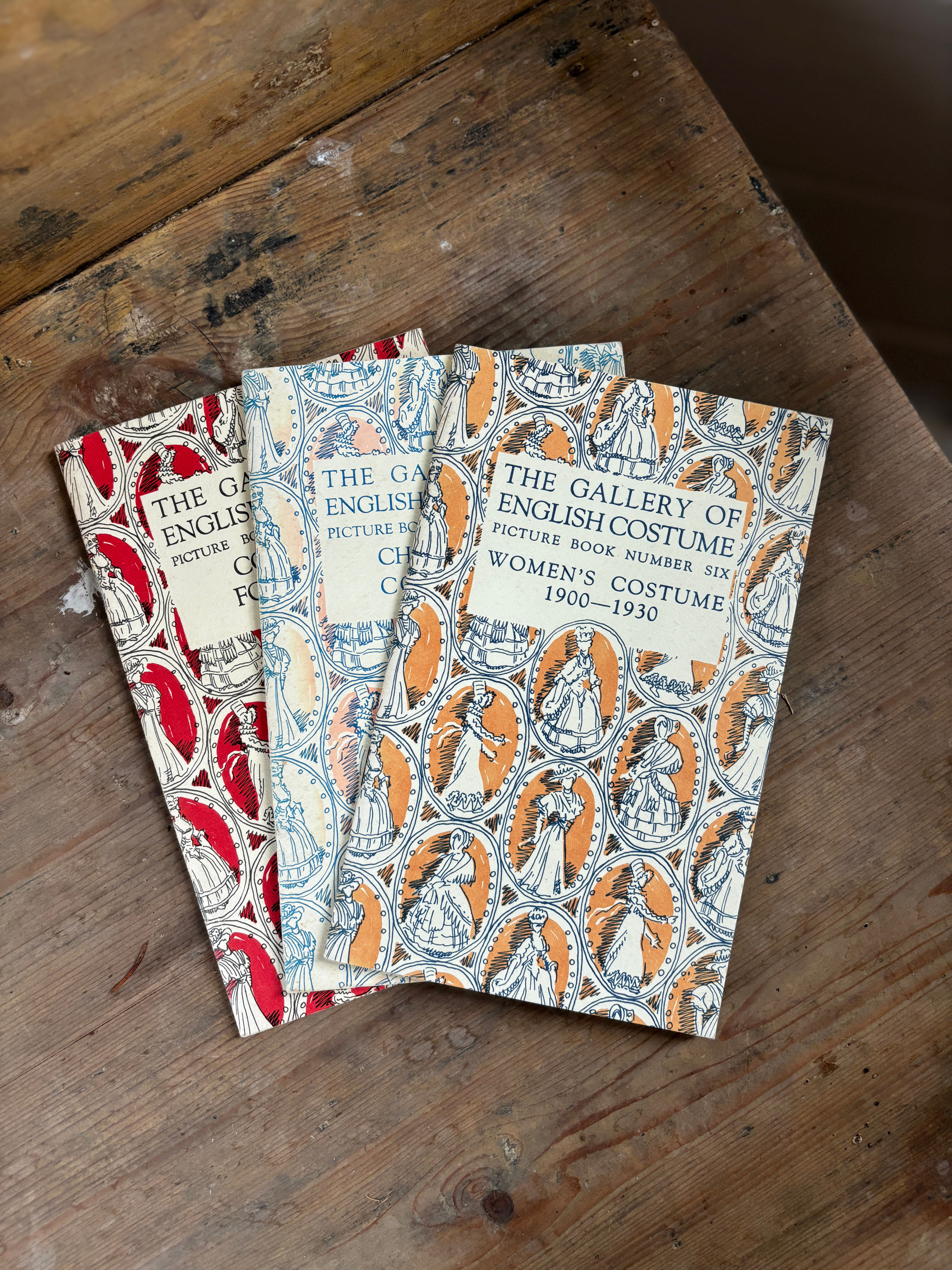 Vintage Gallery of English Costume Illustrated Booklets, Set of Three