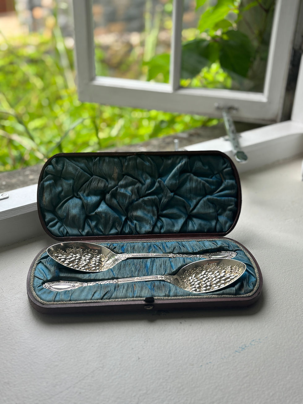 Thumbnail: A Pair of Victorian Berry Spoons in Original Presentation Case, c.1890–1910