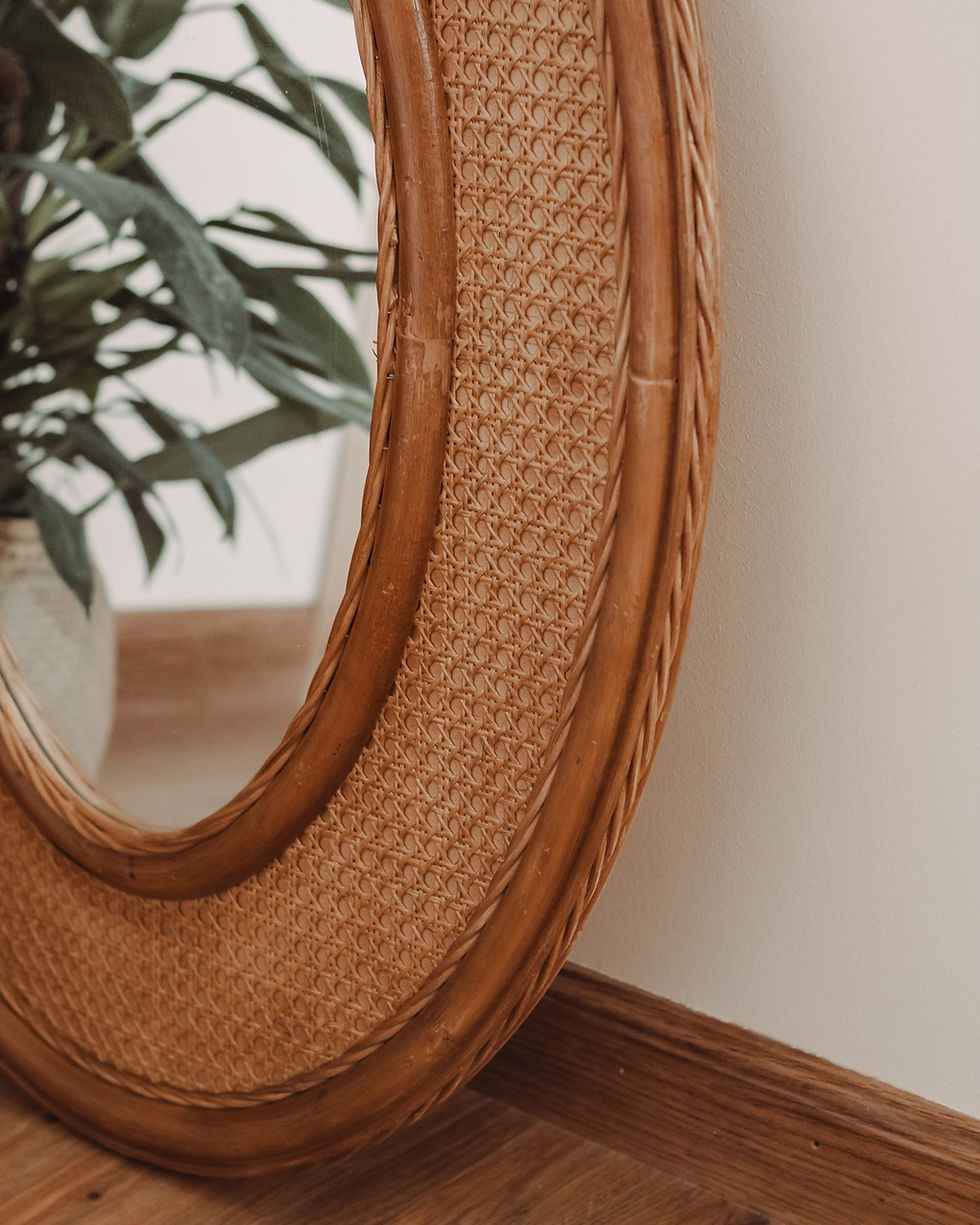 Miniature : Aurora - Miroir Mural Vintage en Rotin