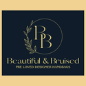 Beautiful & Bruised logo for a luxury pre-loved designer handbag business, specialising in authentic second-hand designer bags and sustainable luxury fashion.