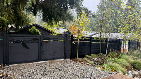Double Swing Gate (12'*6' Black, Partial Trellis)