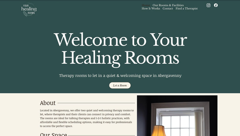 Website designed by Social Buzz Media Management for Your Healing Rooms, based in Abergavenny. 