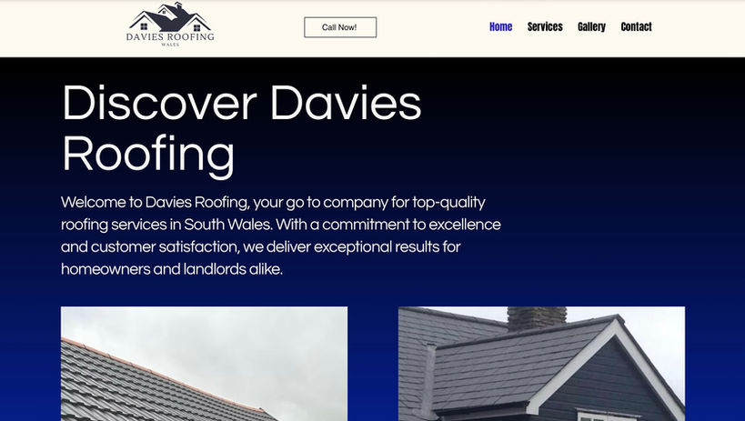 Website designed by Social Buzz Media Management for Davies Roofing Wales, based in South Wales. 
