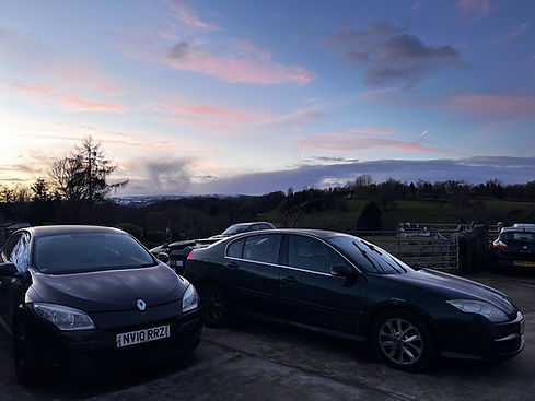 Blue Chip Leasing used cars parked on site in Monmouthshire countryside near Abergavenny a