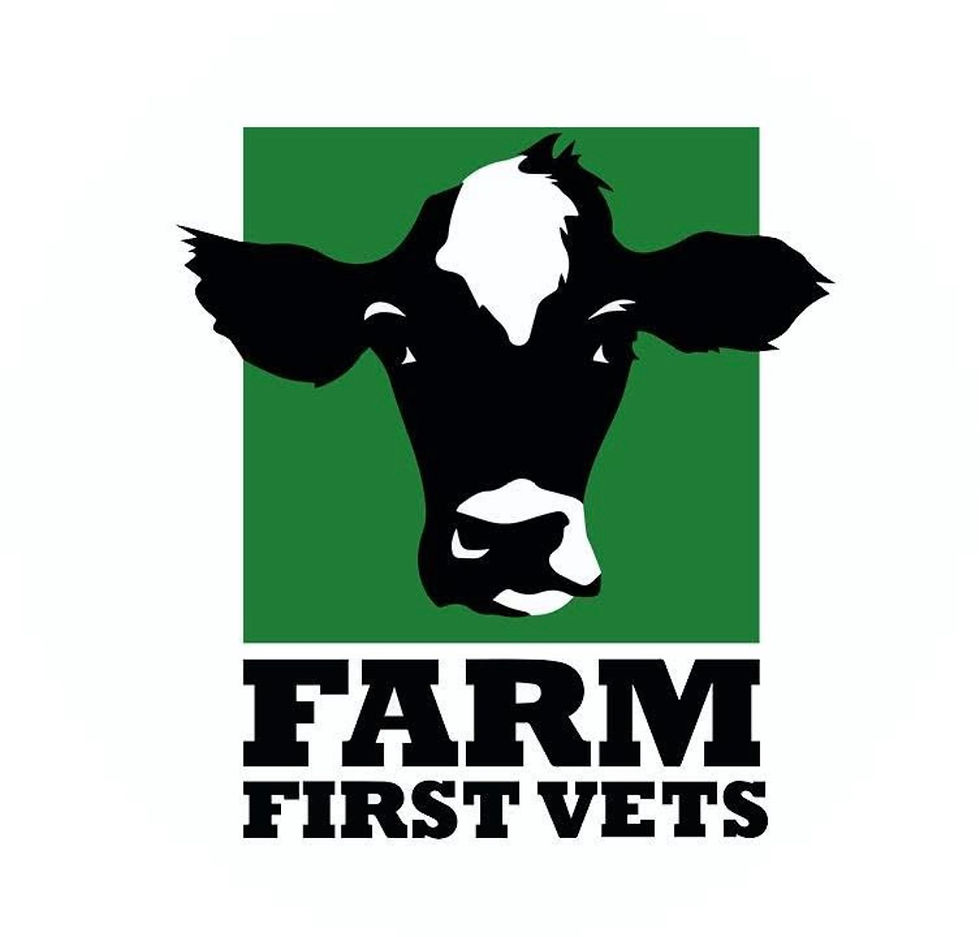 Farm First Vets logo with cow icon – agricultural veterinary practice working with JP Pest Control f