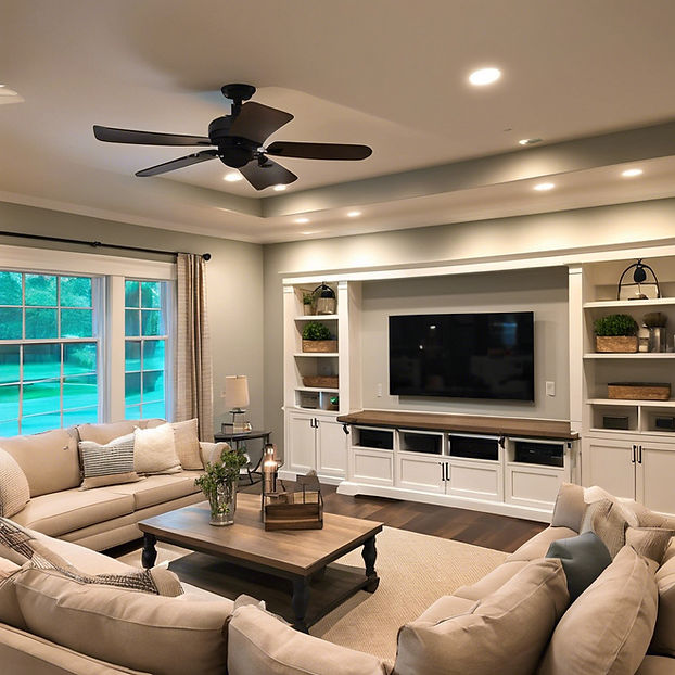 Home Electrical Wiring whole house modern farmhouse family room with lights and tvs.jpg