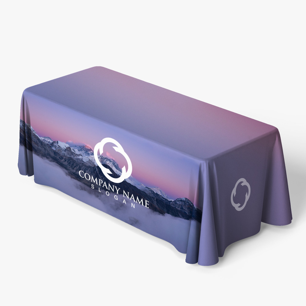 Affordable, Full color printed fabric table covers, throws and stretch fabric.  Featuring 4',  6' & 8' polyester fabric.  Instasigns of Carroll County, Maryland