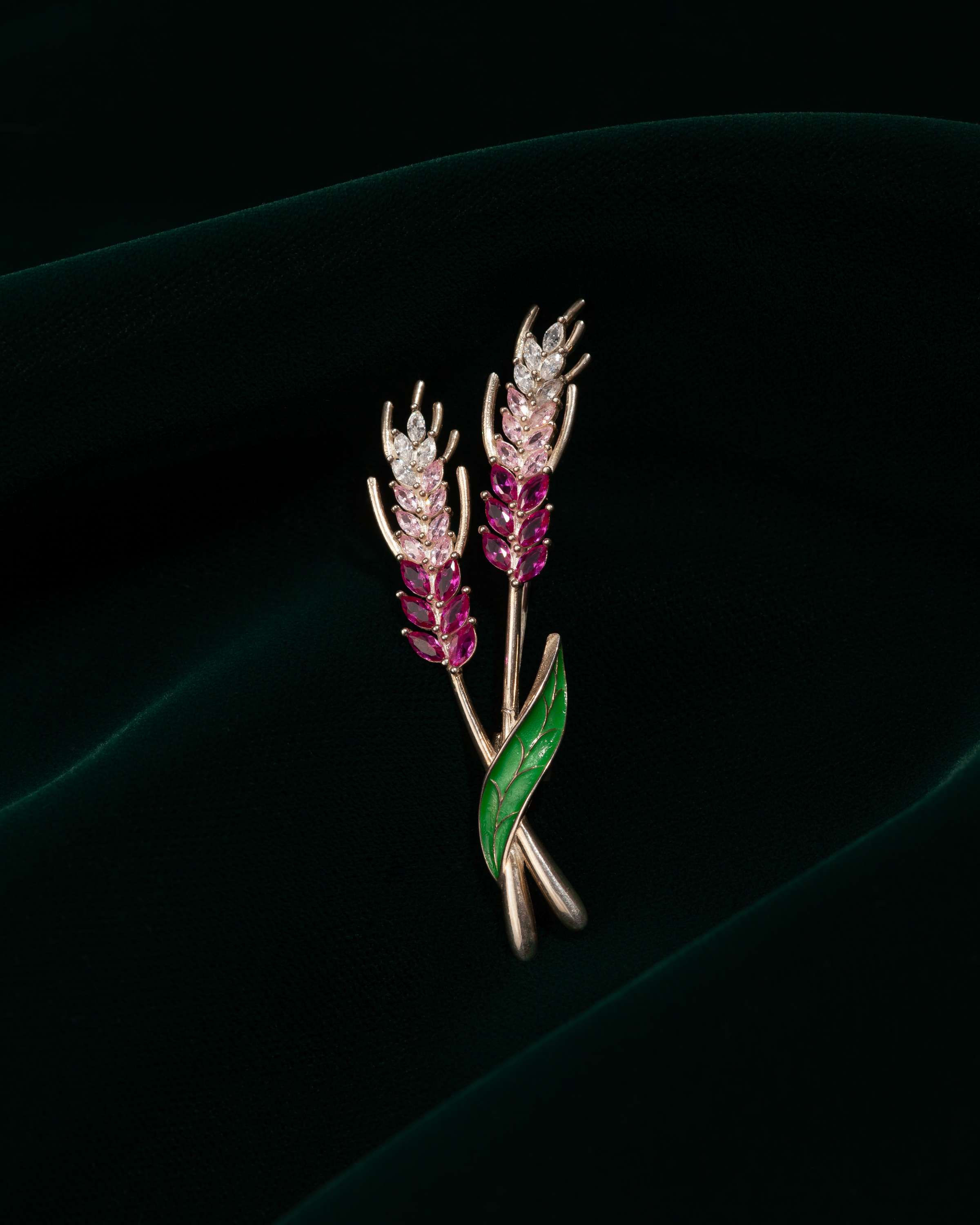 Buğday Başağı Broş Pembe