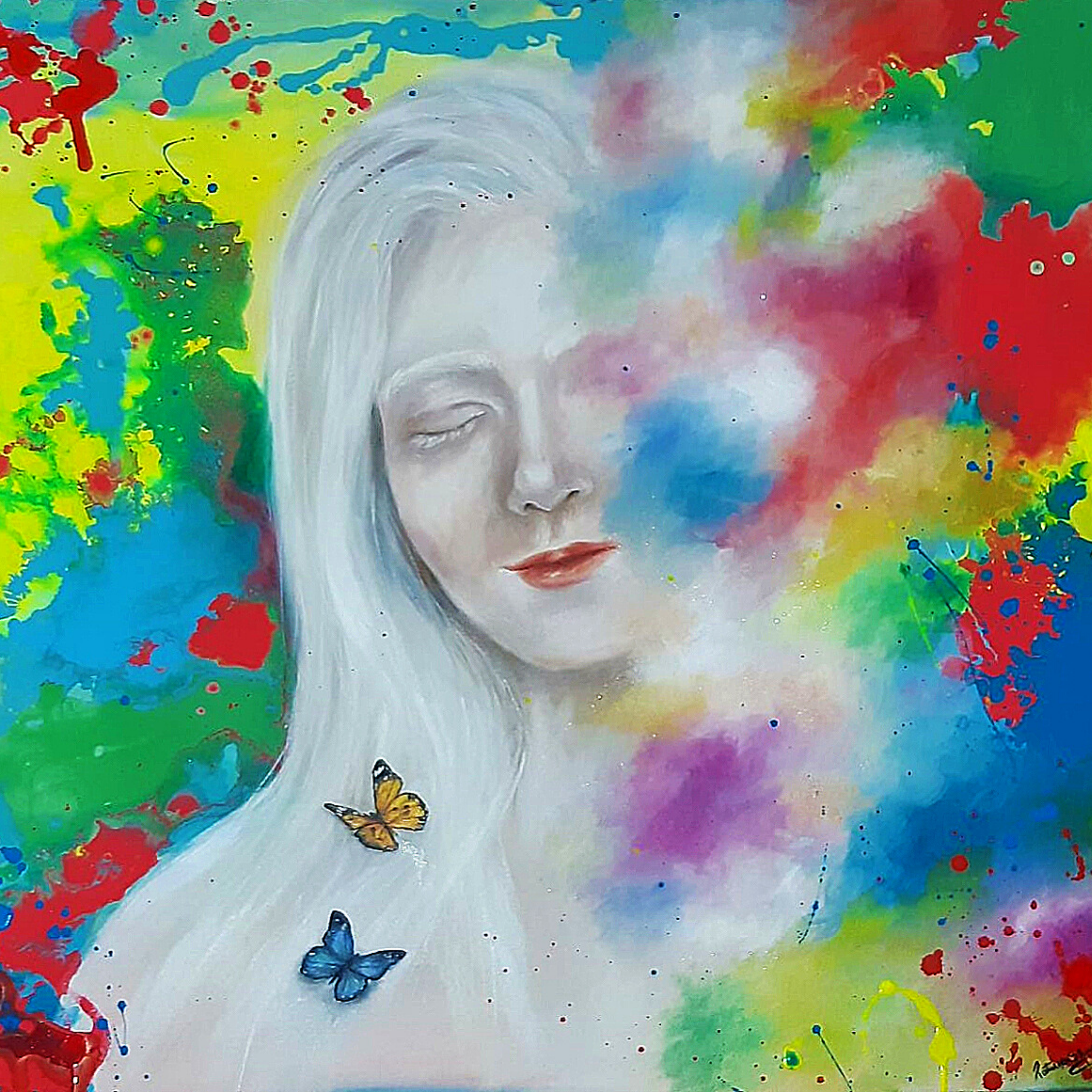 Em fase de Desfragmentação. Mista sobre tela. 80x80cm. 2020