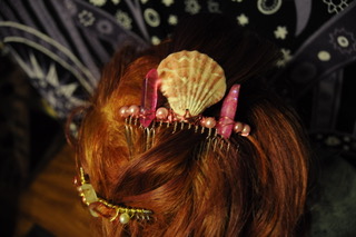 Crystal Quartz and Seashell Comb