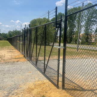 Black Chain Link Sliding Gate with Barded Wire