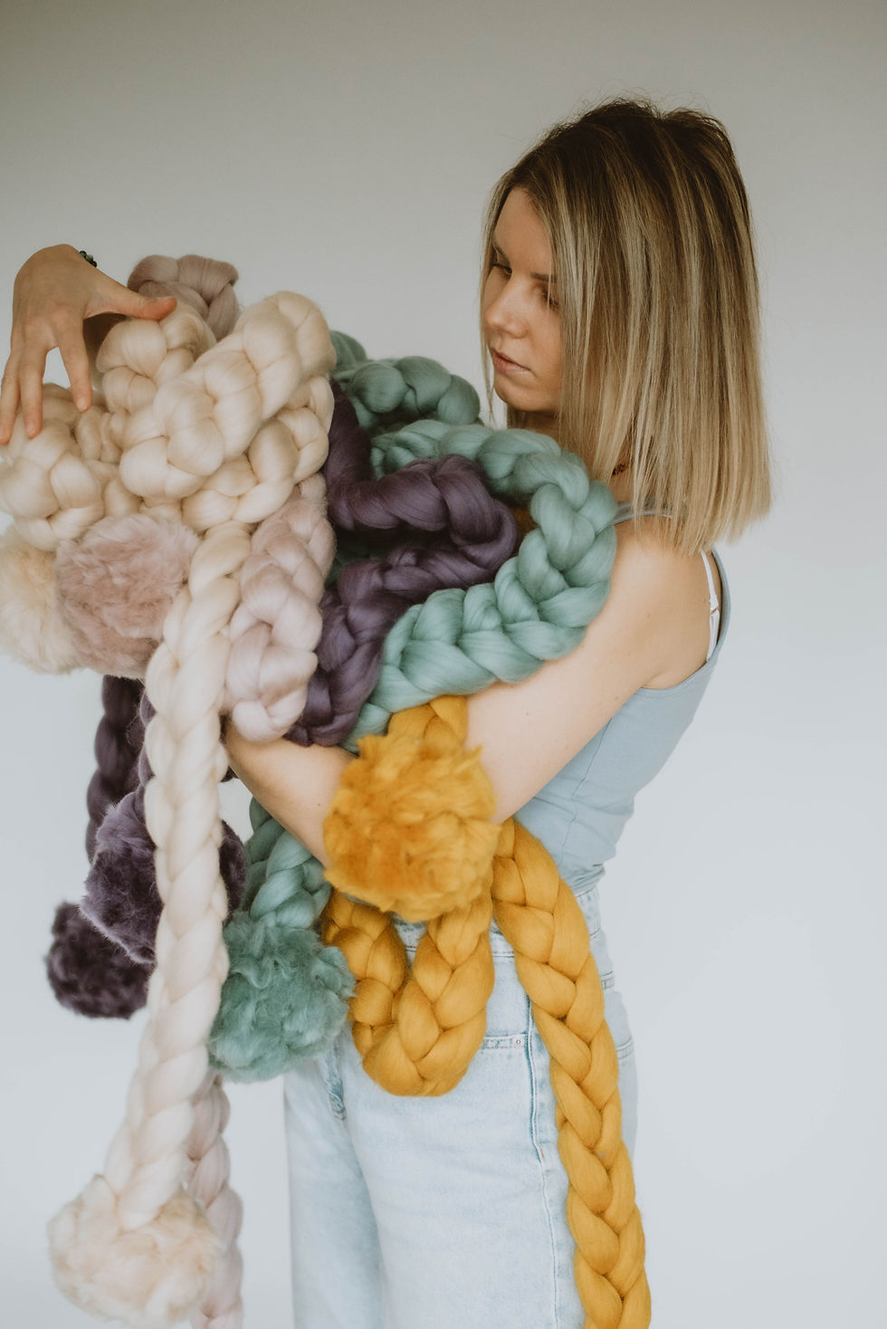 Thumbnail: Long Chain Pom Pom Scarf
