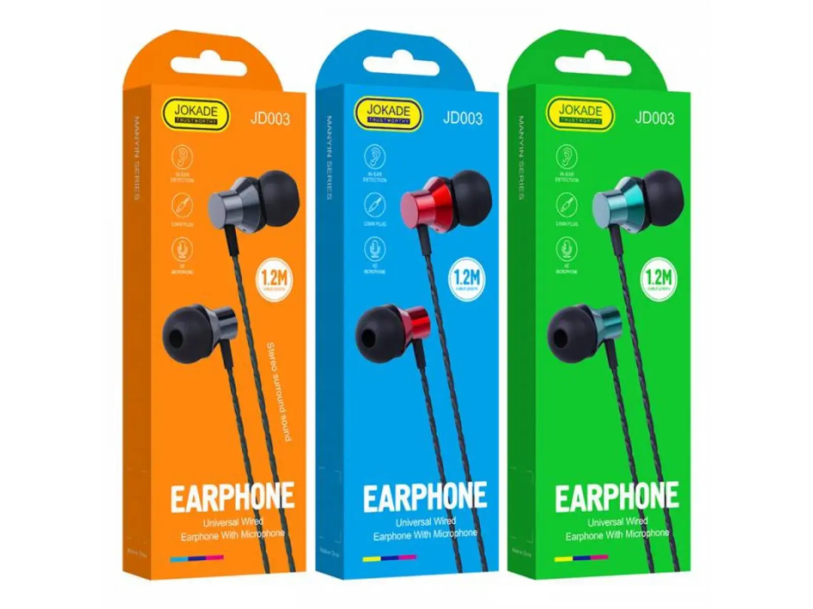 אוזניות עם מיקרופון JD003 באורך 1.2 מטר