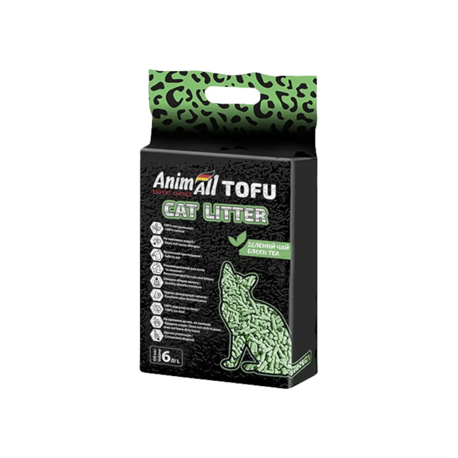 Наполнитель комкующийся ANIMALL Tofu (зеленый чай) 6L