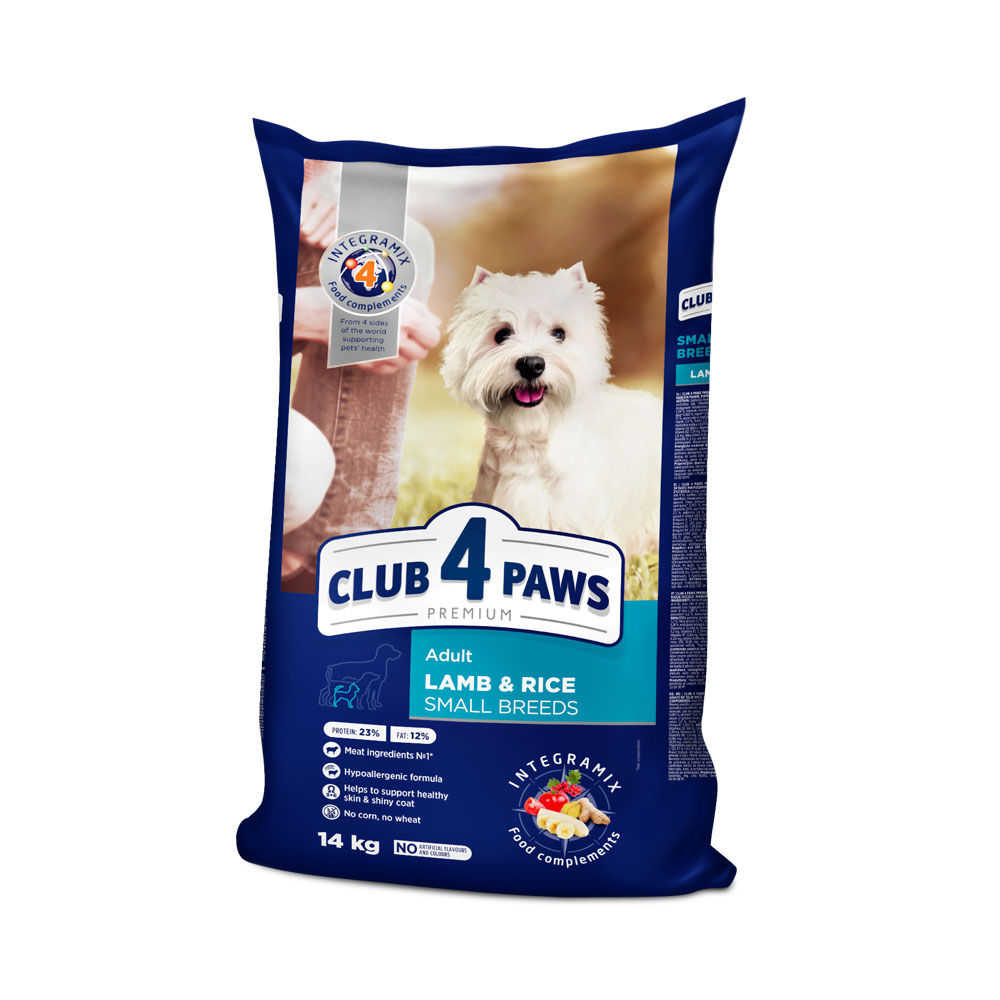Club 4 Paws Premium сухой корм для собак малых пород с ягненком и рисом 14 кг