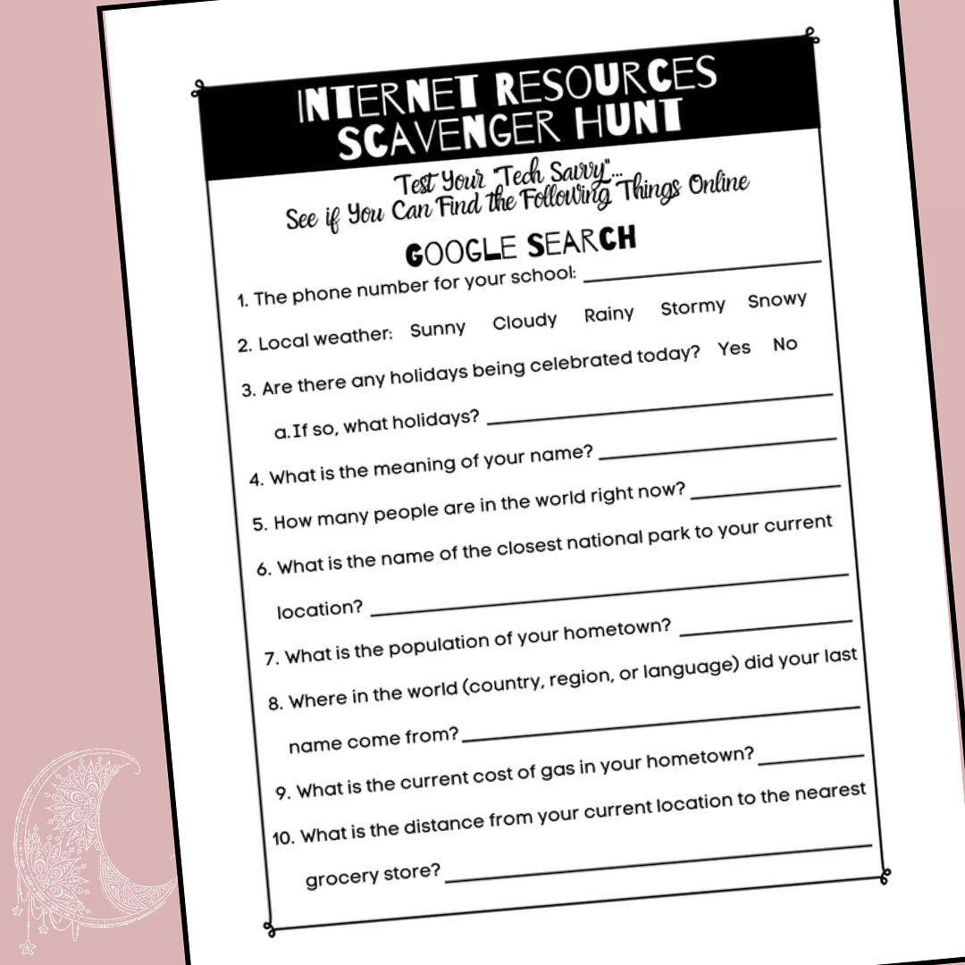 Internet Scavenger Hunt - Life Skills Activity (Google Slides)