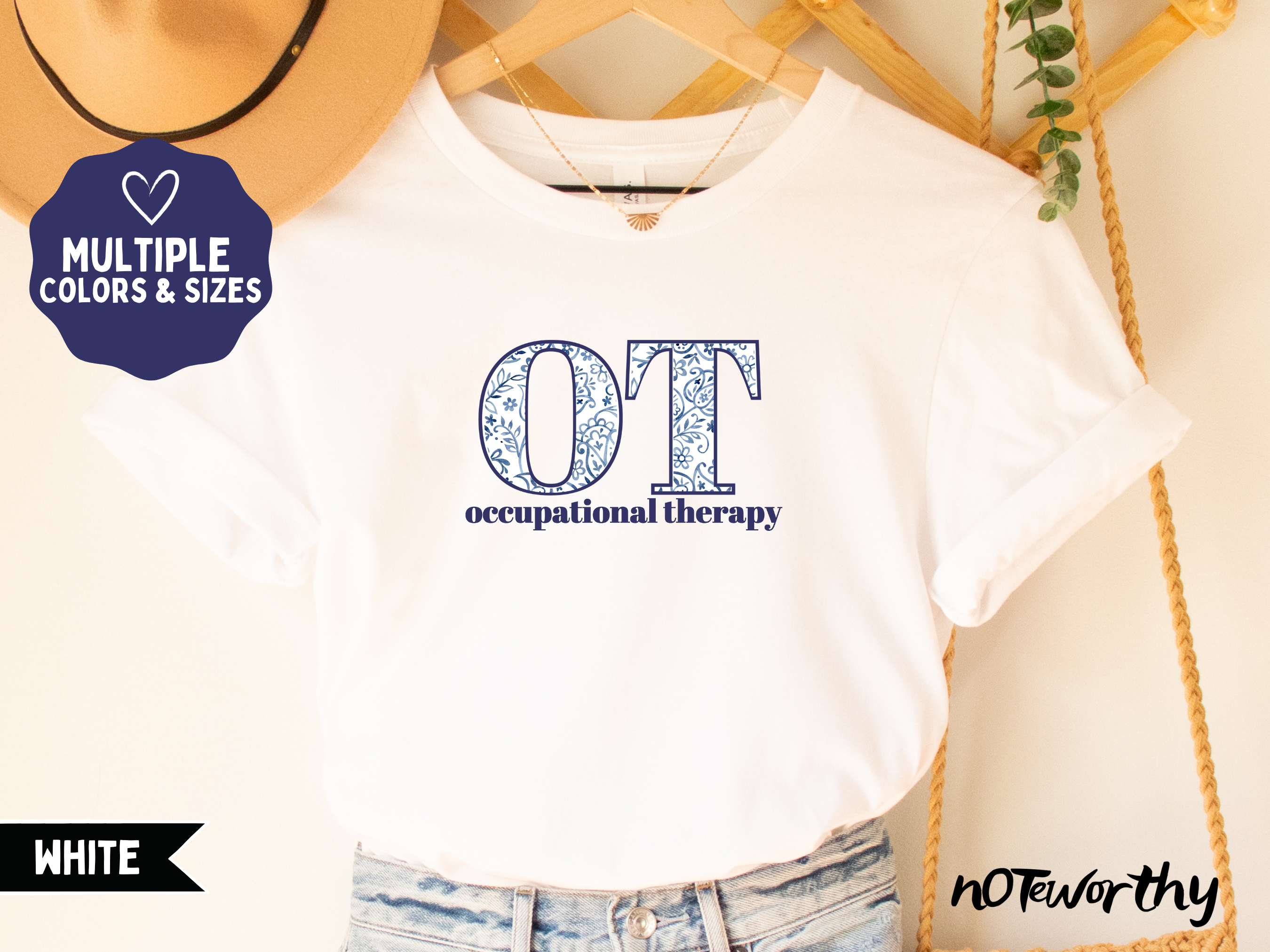 OT Occupational Therapy Blue Floral Shirt | Blue Willow Inspired OT Tee