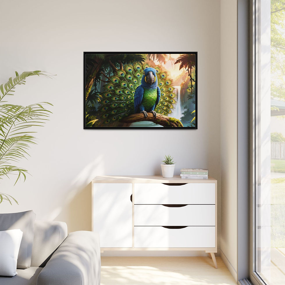 Thumbnail: Parrot Peacock Feathers Digital Art on Canvas
