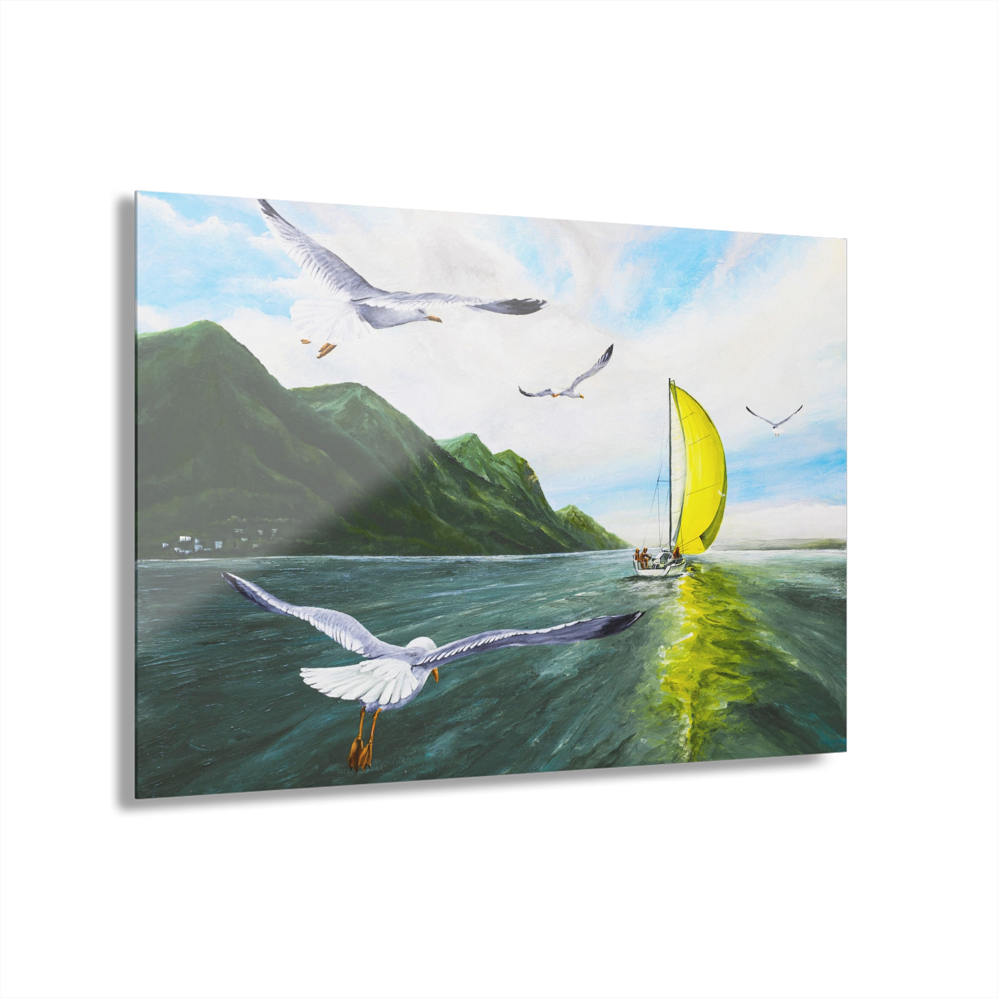Seagulls and Sailboat Canvas Print