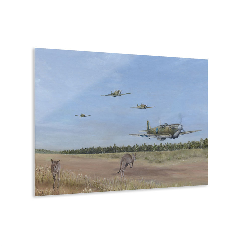 Thumbnail: Spitfires Over Darwin Acrylic Print | French Cleat Hanging