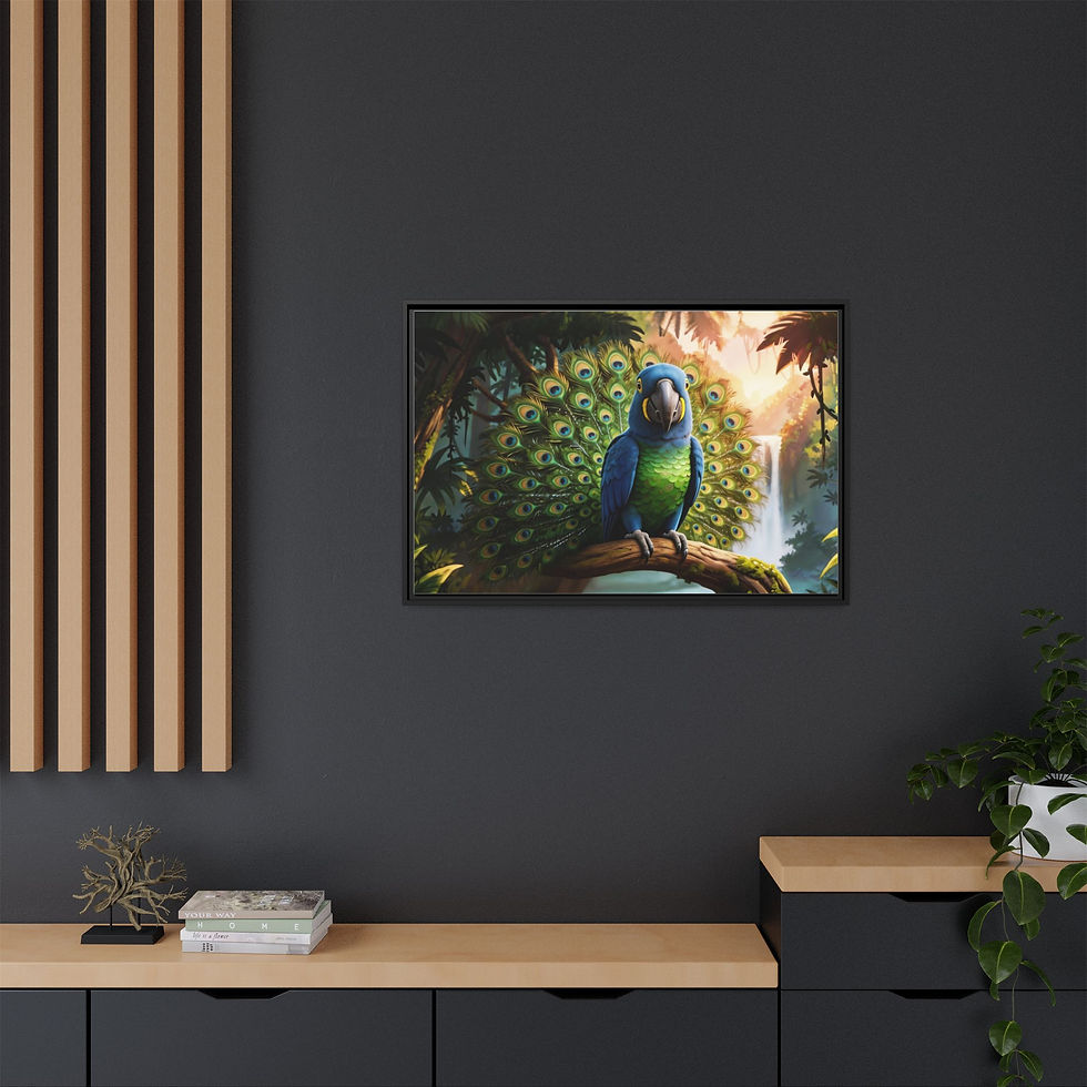 Thumbnail: Parrot Peacock Feathers Digital Art on Canvas