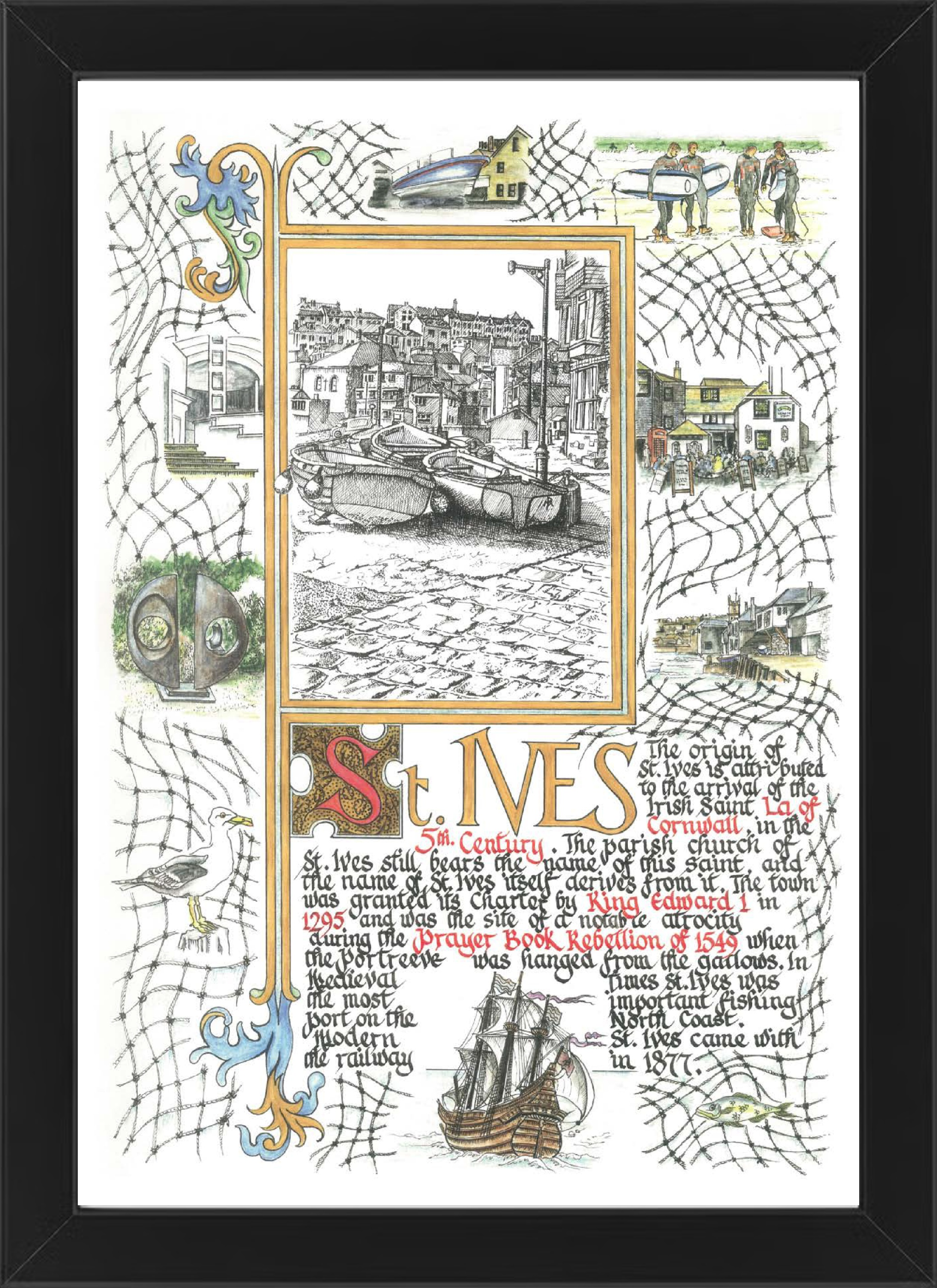 St Ives - A4 Framed Print