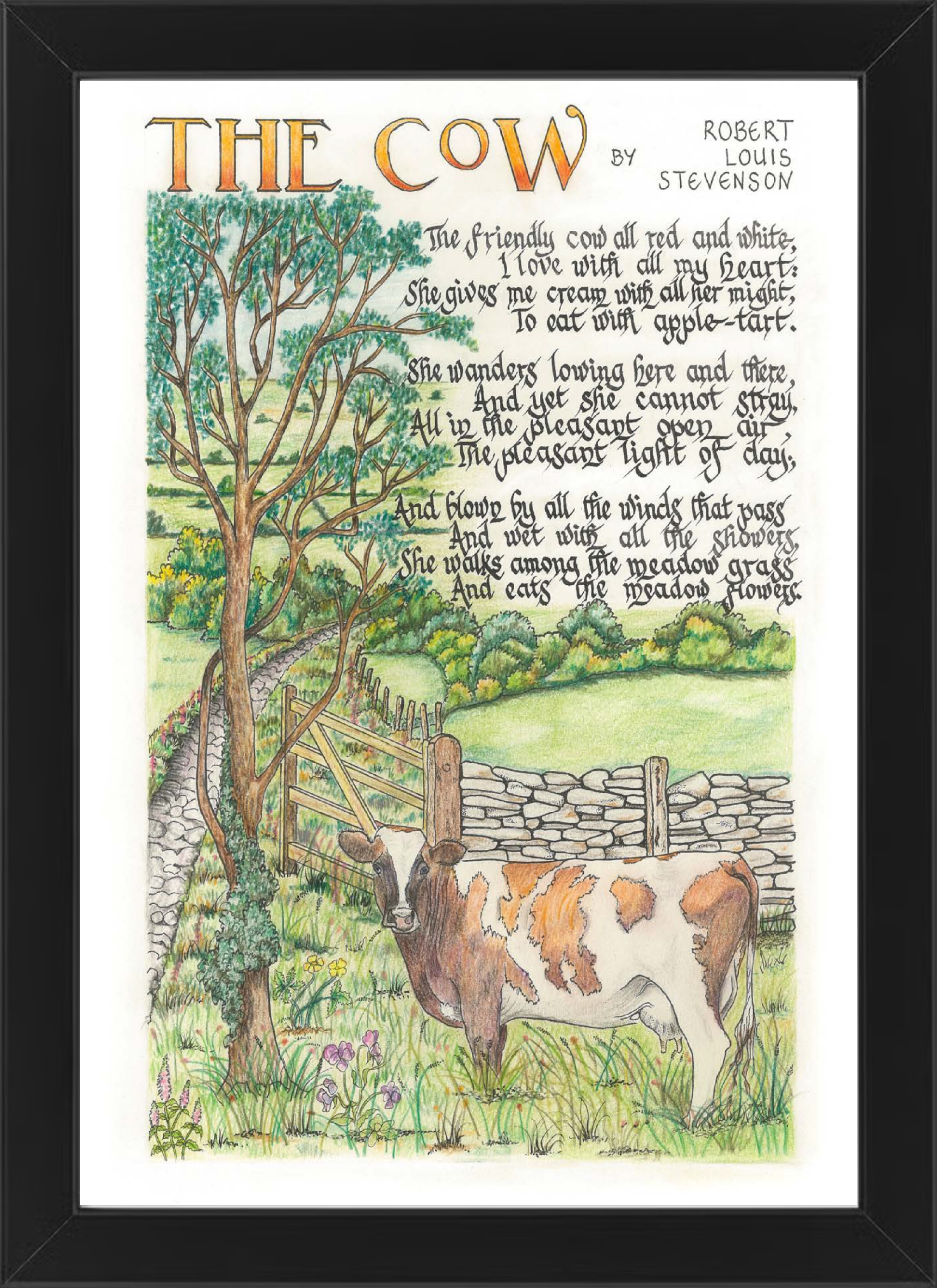 The Cow - A4 Framed Print