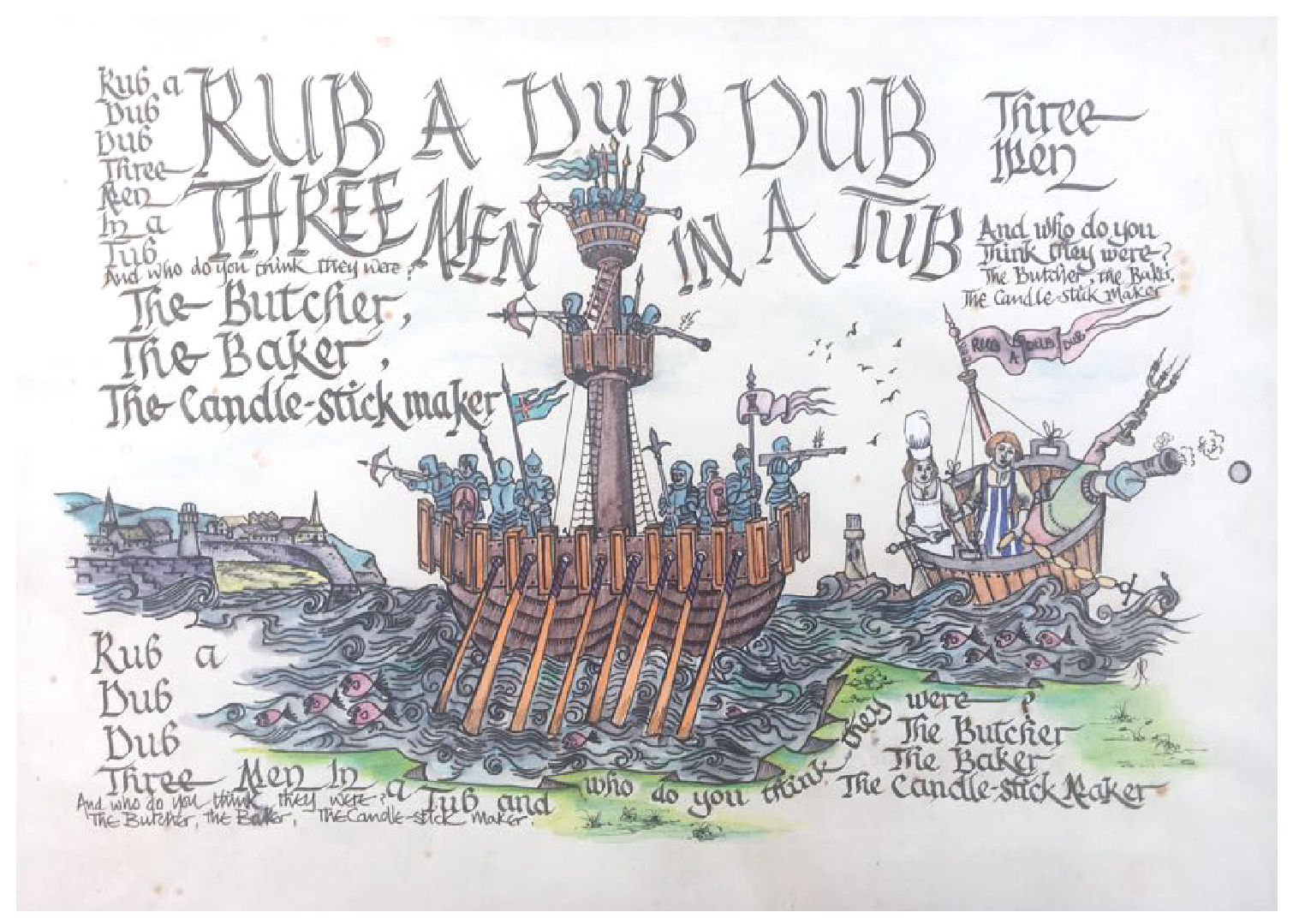 Rub a Dub Dub - A4 Print