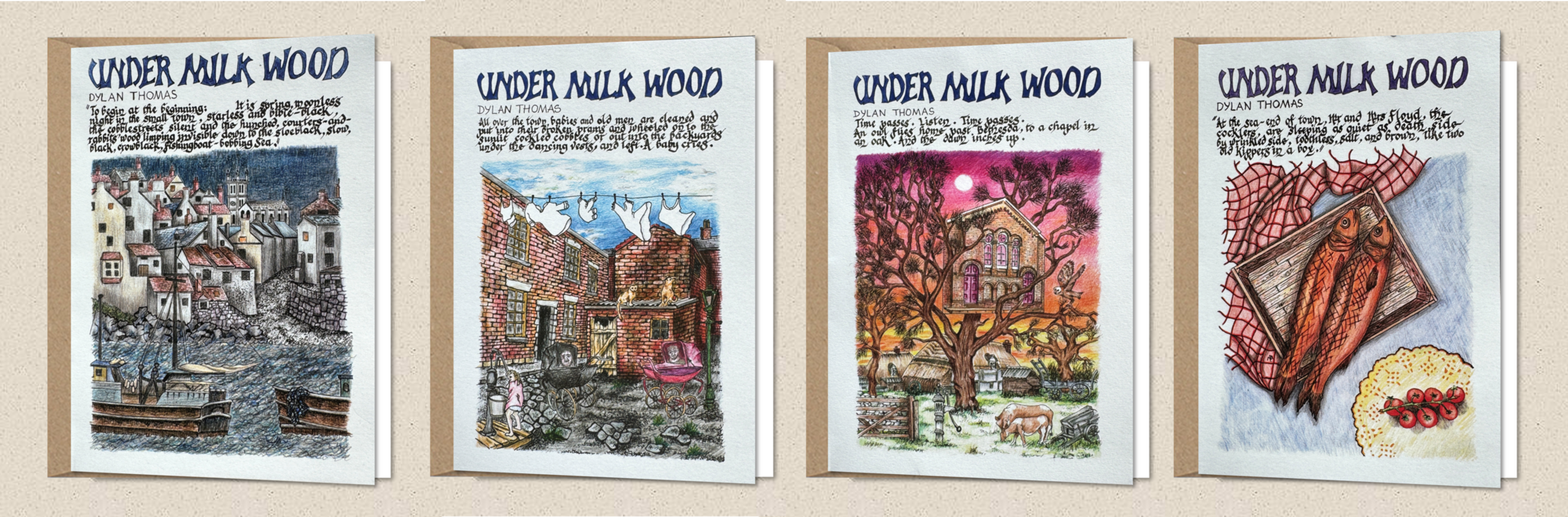 Set of 4 A5 Cards - Dylan Thomas