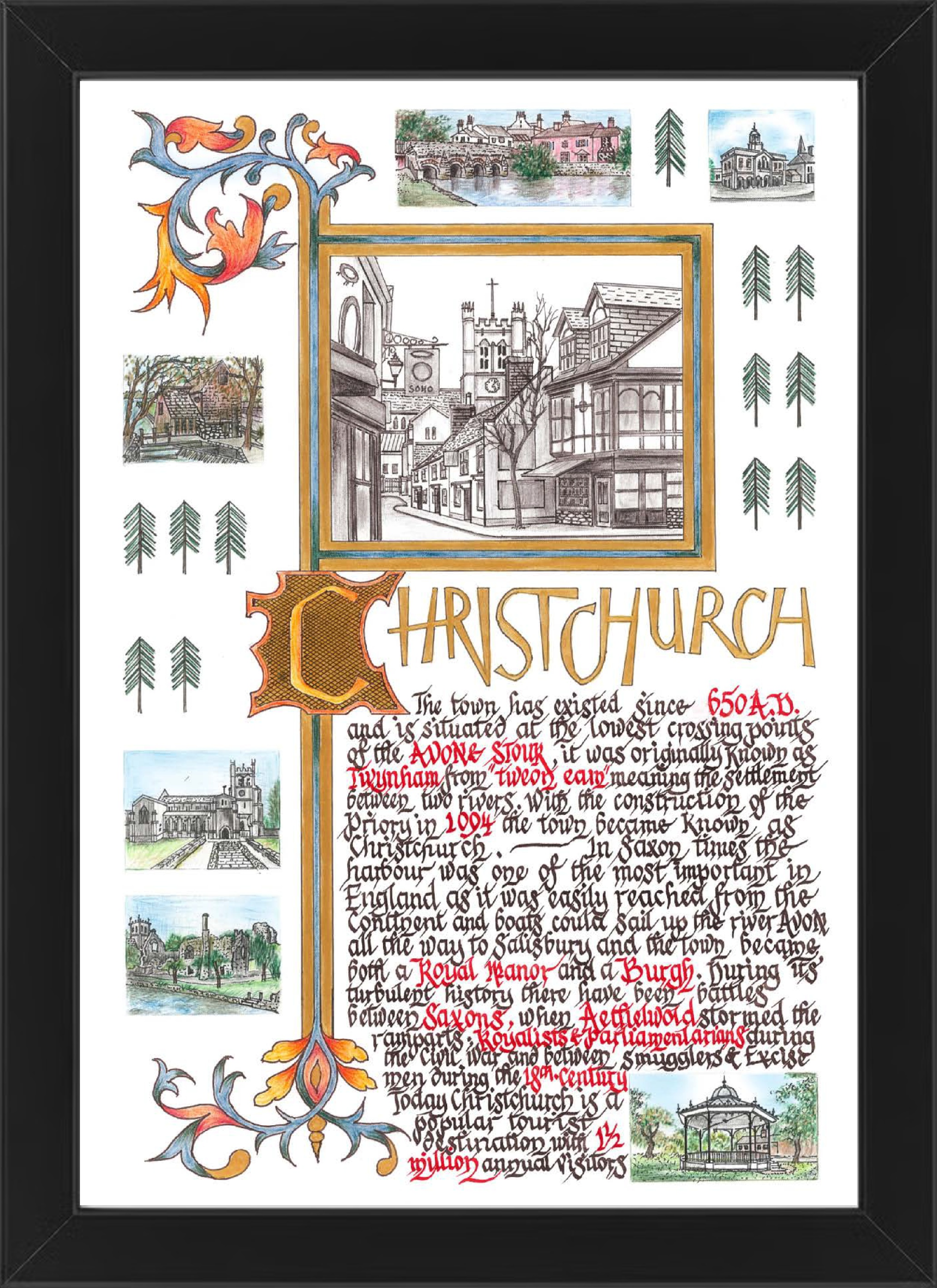 Christchurch - A4 Framed Print
