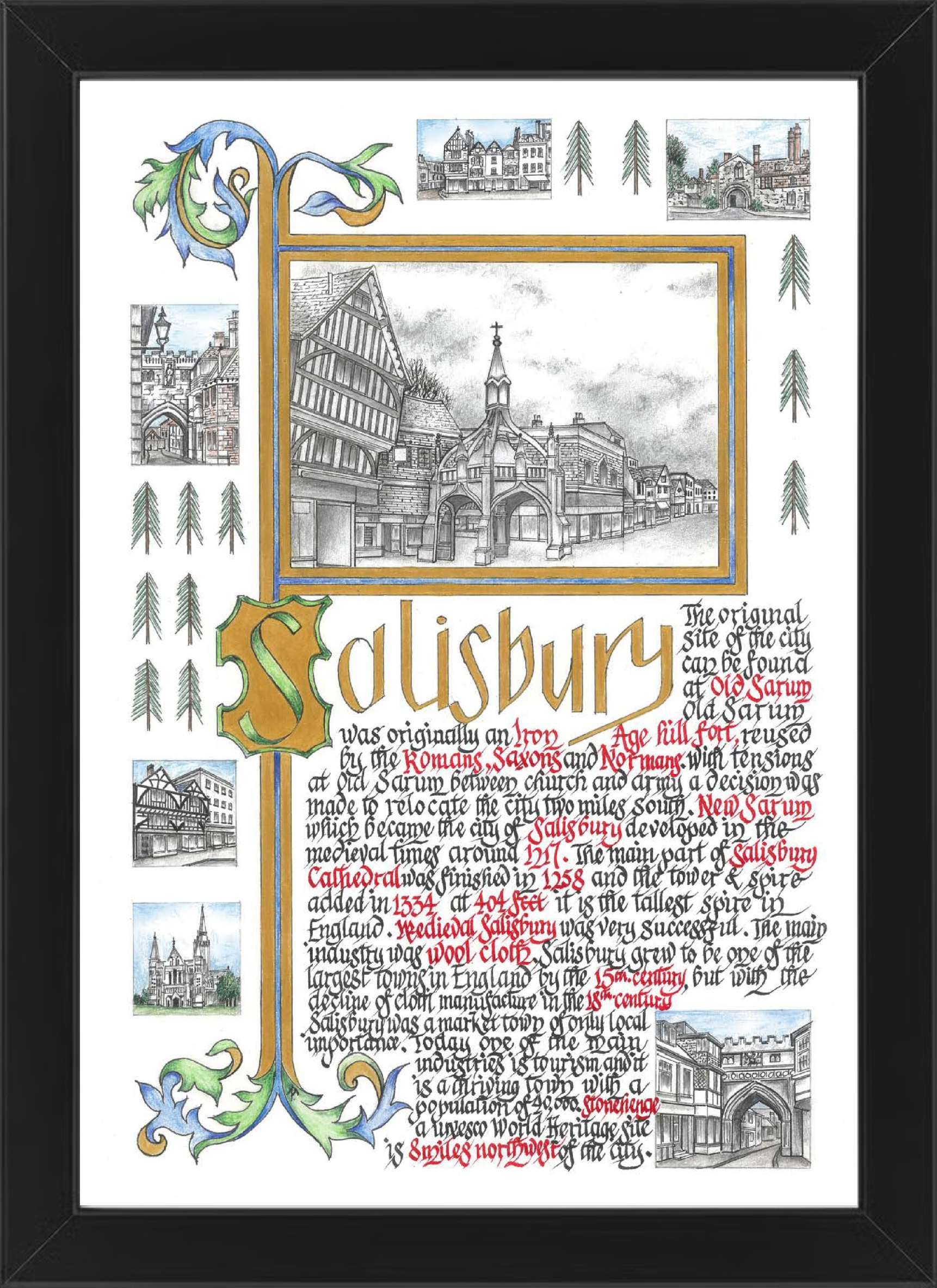 Salisbury - A4 Framed Print