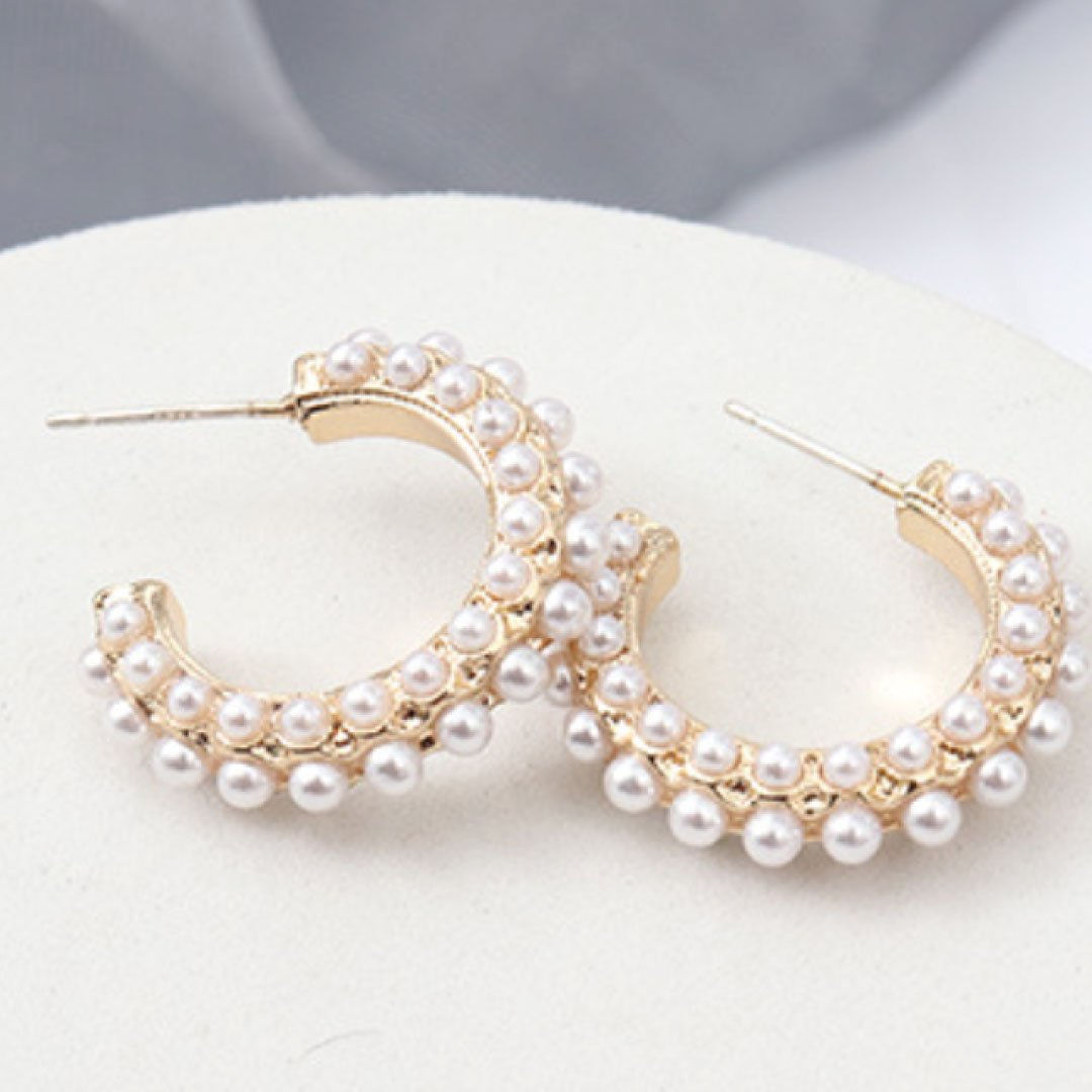 Classic Pearl Hoop Earrings