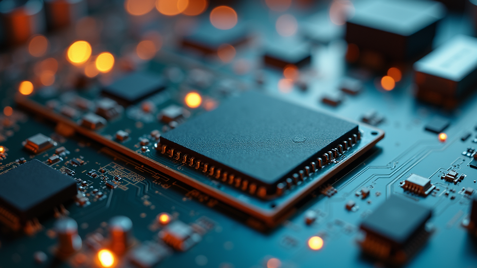 Close-up view of a compact electronic device with visible circuit components
