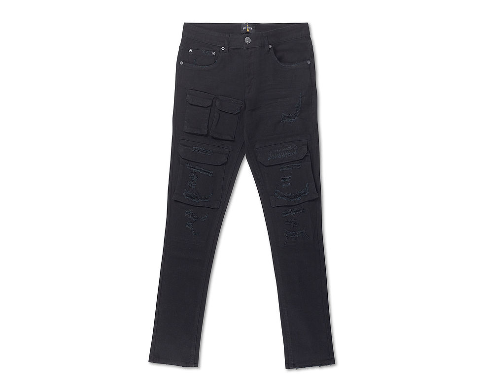Thumbnail: Men's Distressed Rip & Repaired Multi Cargo Pocket Slim Fitted Pant