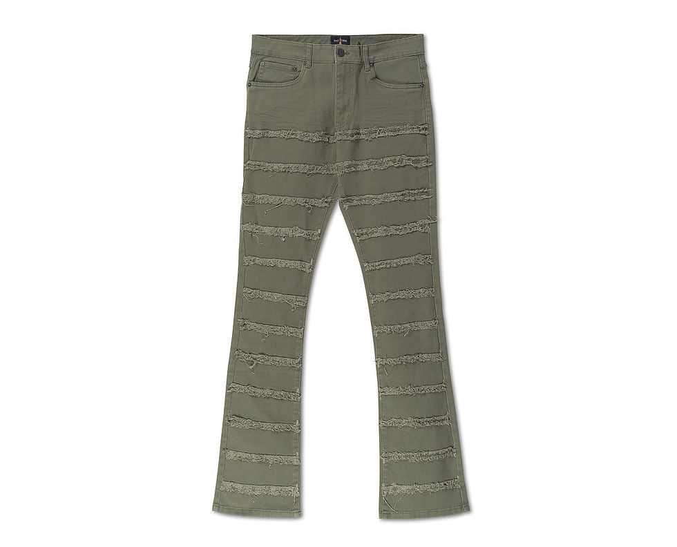 Thumbnail: Men's Flared Slim Fitted Stacked Patchwork Pant