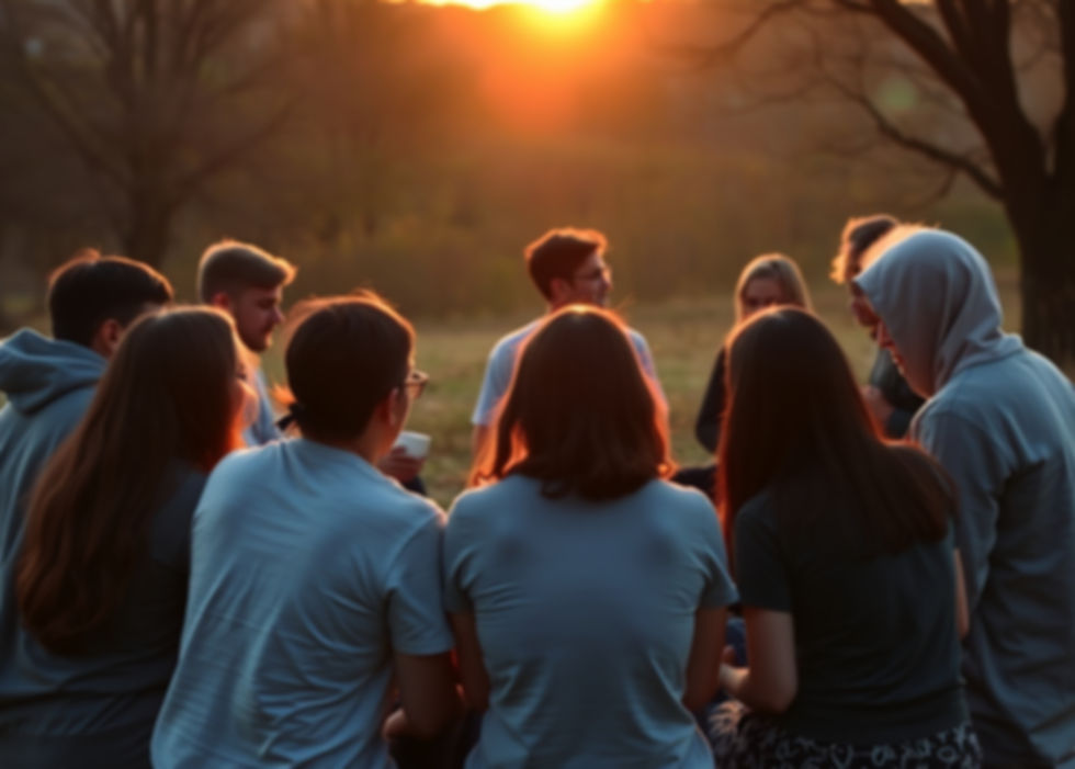 A group of friends sharing socializing and conversing in a morning circle sharing a morni