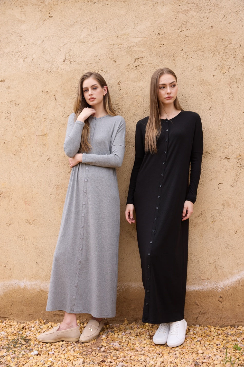 Thumbnail: AS SS26 summer loose style button dress comfortable ribbing fabric dress o-neck 